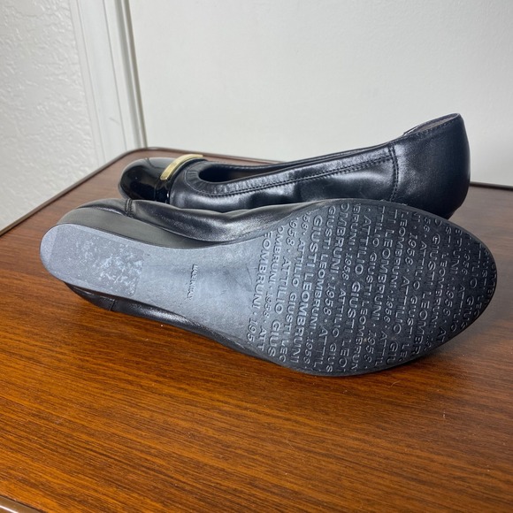 AGL Attilio Giusti Leombruni Black Leather Patent Cap Toe Wedge Italy 38 8 - Picture 5 of 5